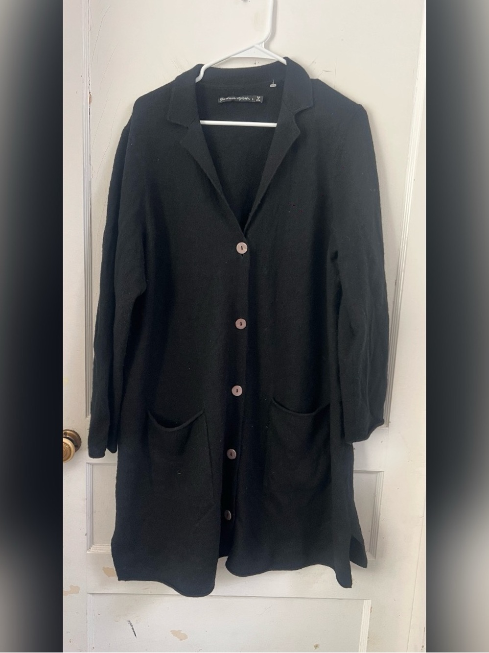 Gudrun Sjoden organic wool long lagenlook cardigan black jacket
Size L